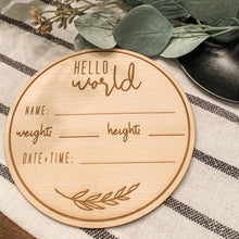 Load image into Gallery viewer, Laser Cut Hello World Baby Newborn Announcement Card