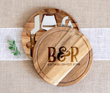 Load image into Gallery viewer, His And Her First Initial on Circular Cheese Board