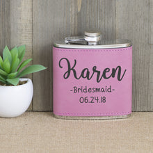 Load image into Gallery viewer, Bridesmaid with Name and Date Flask