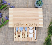 Load image into Gallery viewer, Script Names with Heart Cheese Board with Tools