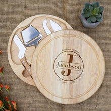 Load image into Gallery viewer, Circular Monogram First and Last Name with Est. Date Circular Cheese Board