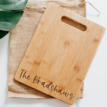 Load image into Gallery viewer, Bradshaws Script Last Name on Bottom of Rectangular Board
