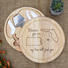 Load image into Gallery viewer, Wherever You are my Love will Find You Circular Cheese Board