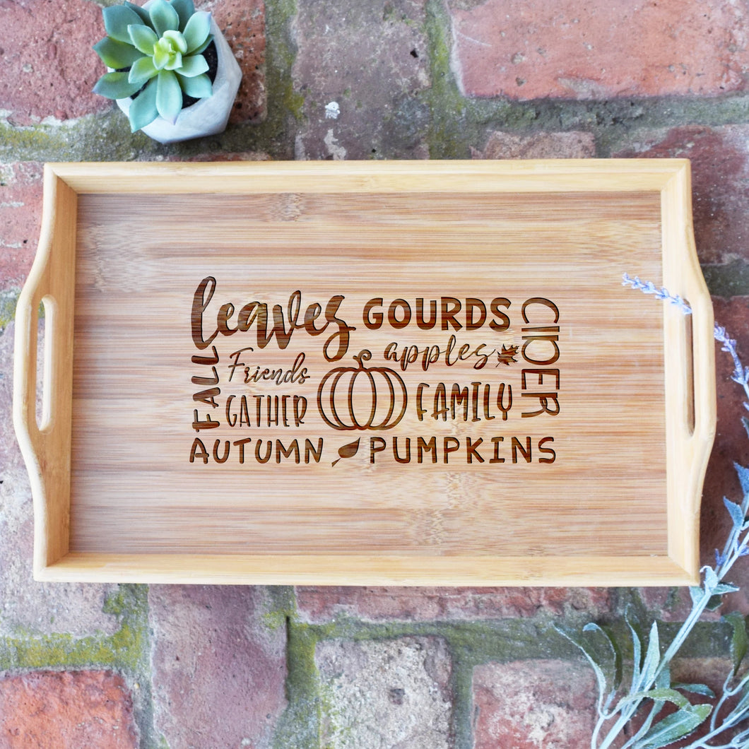 Fall Collage Bamboo Serving Tray