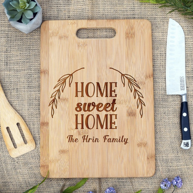 Home Sweet Home Branches with Family Name Rectangular Board