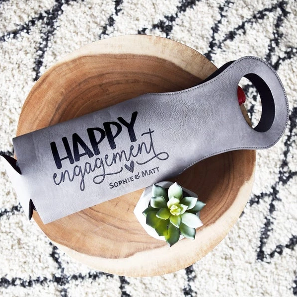Happy Engagement with Names Wine Bag