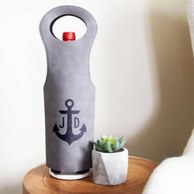Load image into Gallery viewer, Initials with Anchor Wine Bag
