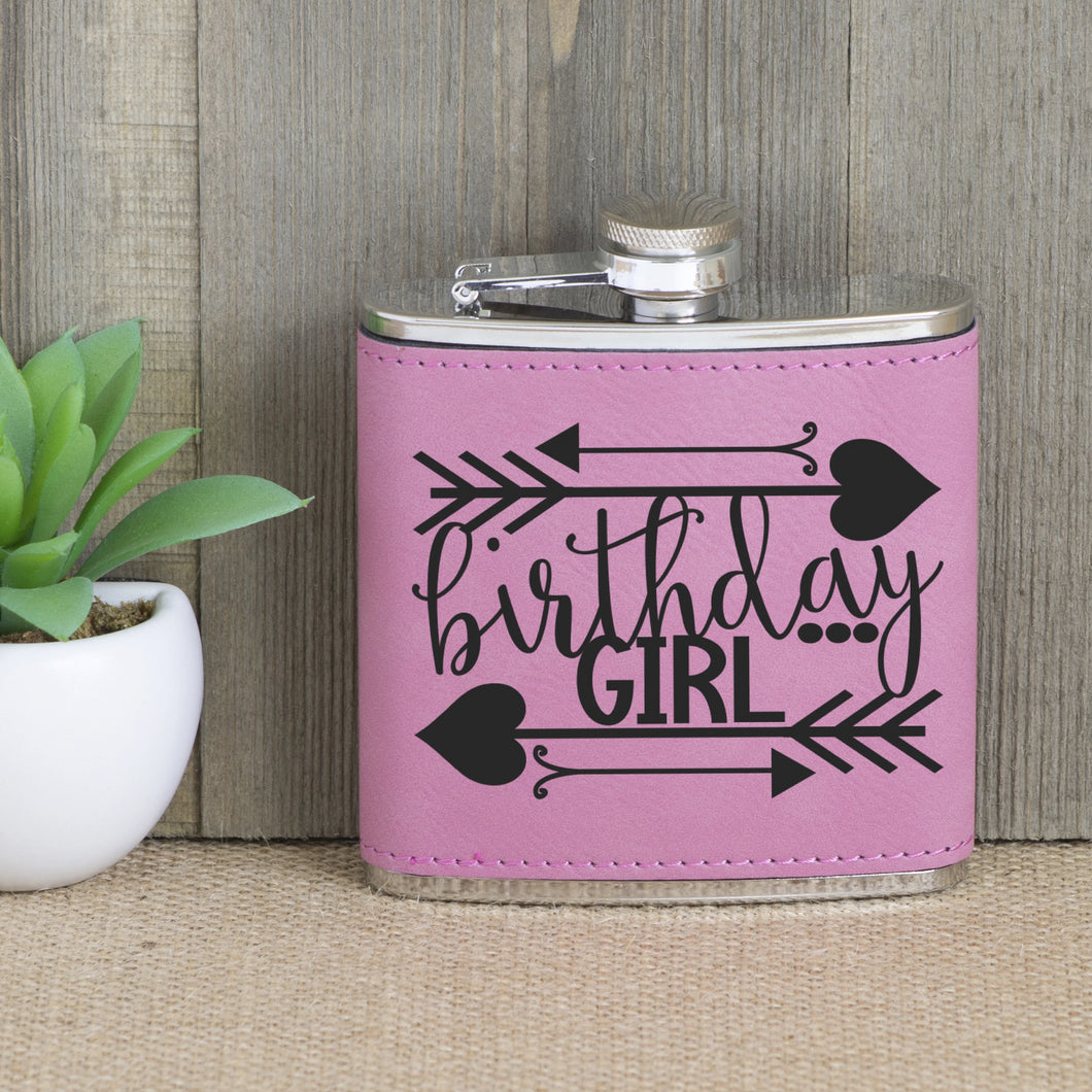 Birthday Girl with Arrows Flask