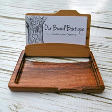 Load image into Gallery viewer, Wood Business Card Holder with Script Letter Name