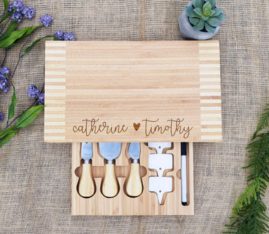 Script Names with Heart Cheese Board with Tools