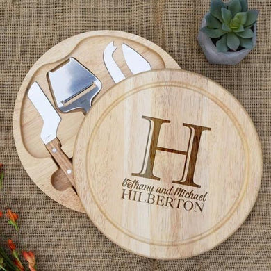 Large Initial First and Last Name Circular Cheese Board