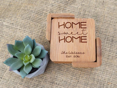 Home Sweet Home Bamboo Coaster Set