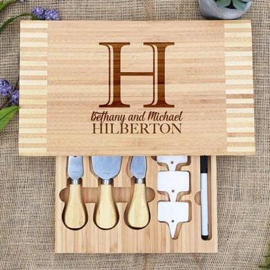 Last Name, Initial Cheese Board with Cheese Tools