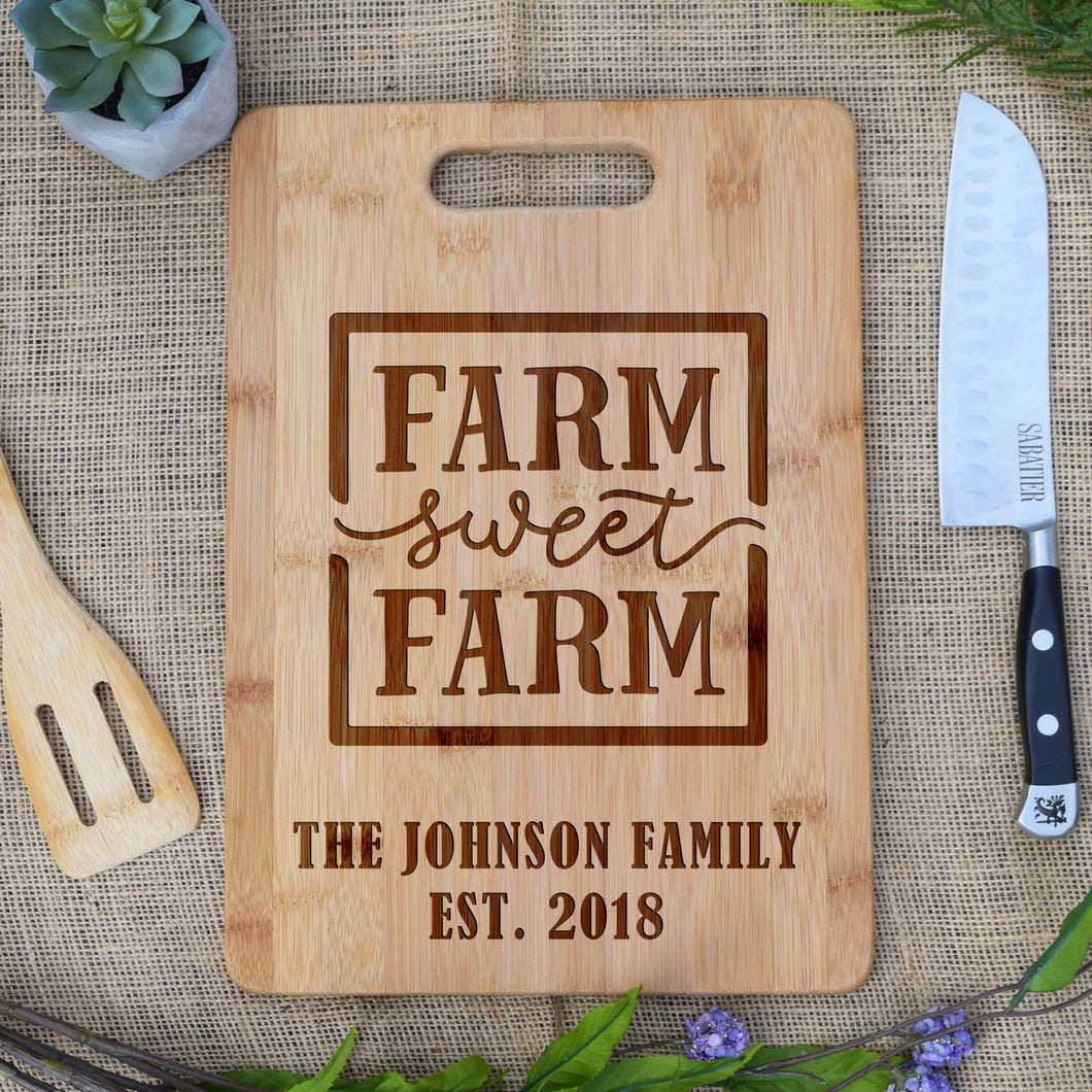 Farm Sweet Farm With Family Name Rectangular Board