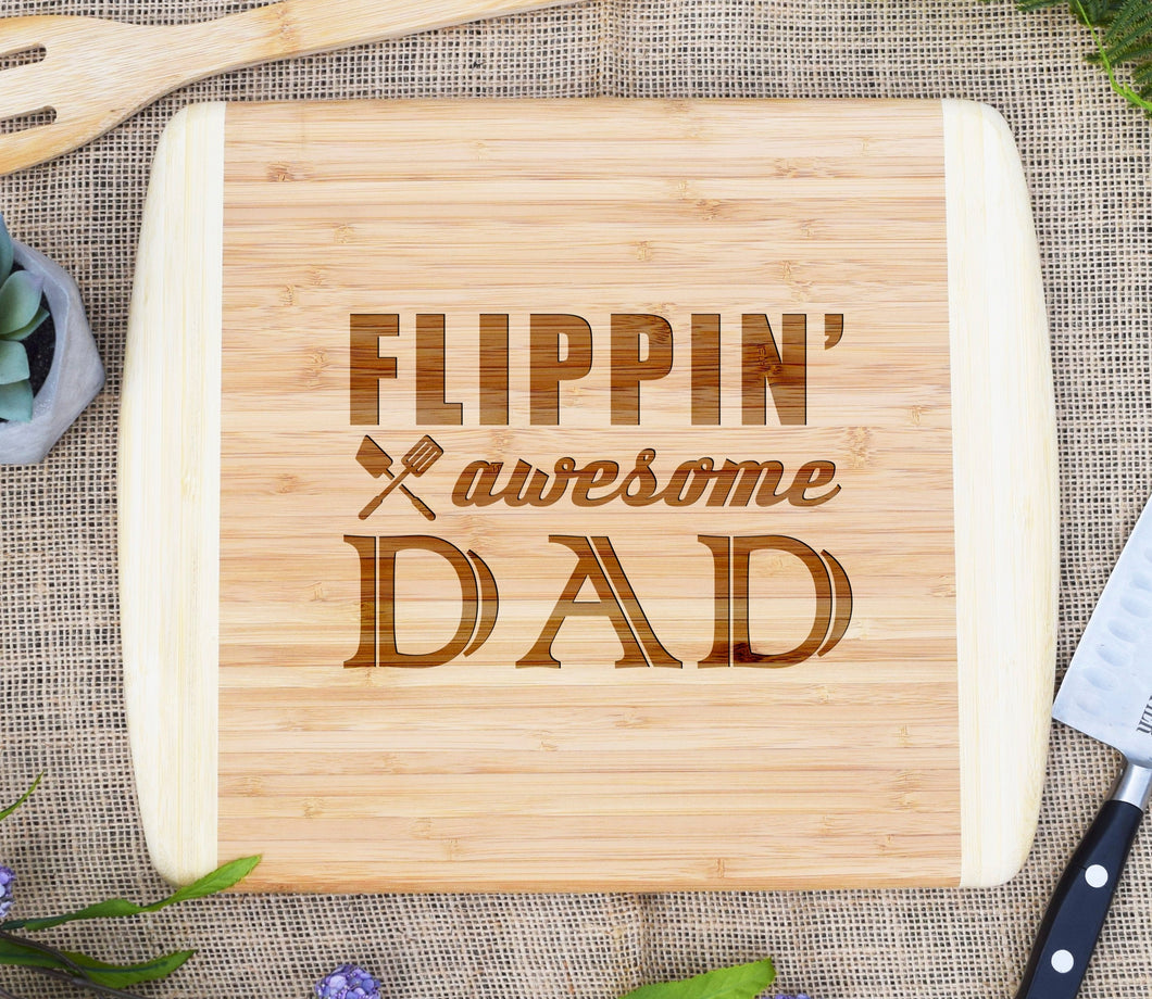 Flippin Awesome Dad Two Tone Cutting Board
