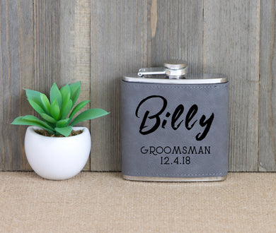 Groomsman with Name and Date Flask