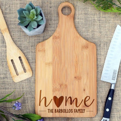 Home with Heart and Family Name Paddle Board