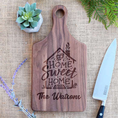 Home Sweet Home House Silhouette with Family Name Paddle Board