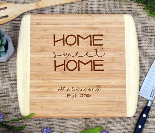 Home Sweet Home Two Tone Cutting Board