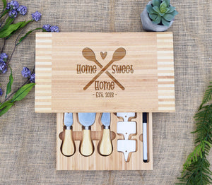 Home Sweet Home Spoons Cheese Board with Tools
