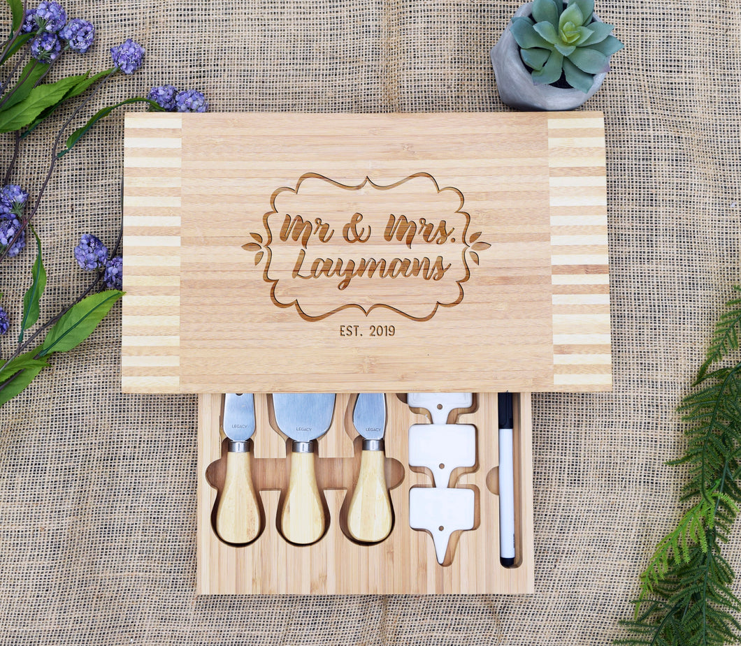 Frame Last Name Cheese Board with Tools