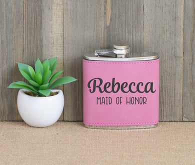 Maid of Honor with Name Flask