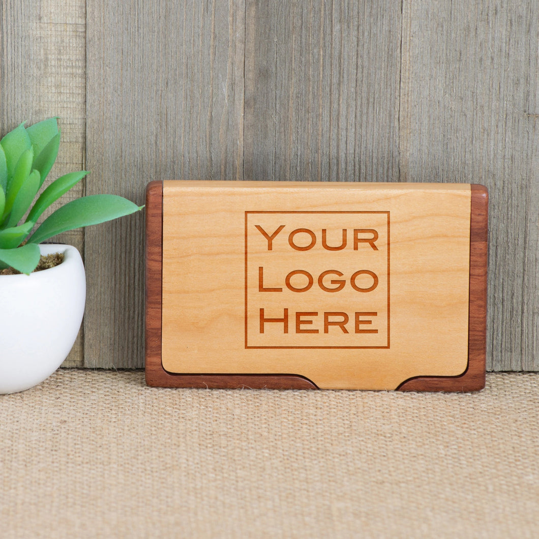 Logo or Custom Design Wood Business Card Holder