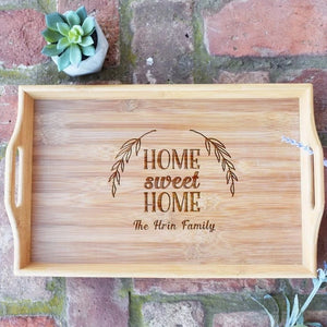 Home Sweet Home Personalized Bamboo Serving Tray