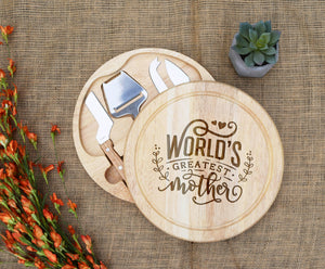 World's Greatest Mother Circular Cheese Board